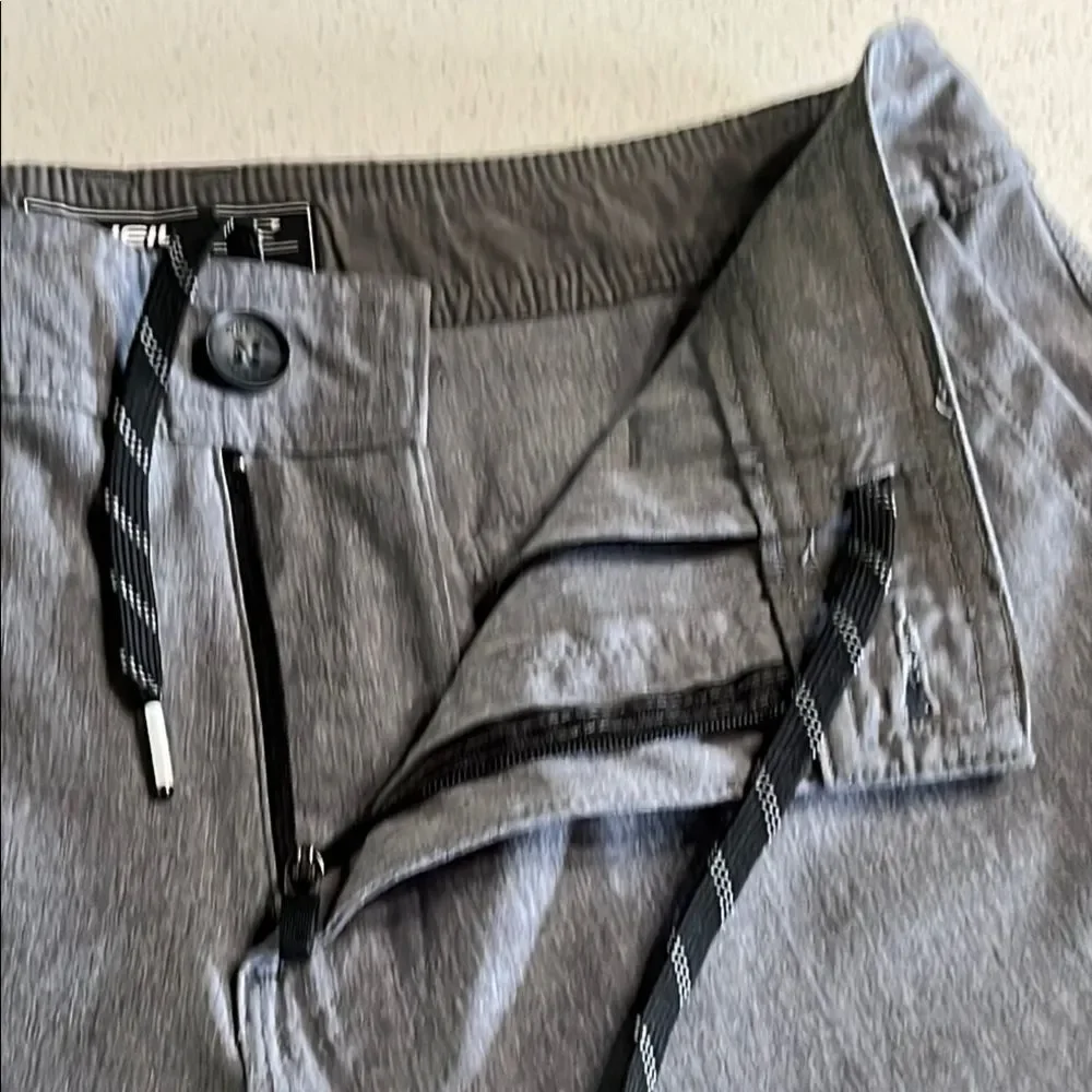 O'Neill Hybrid Gray Flat Front Shorts Drawstring Size 28/11